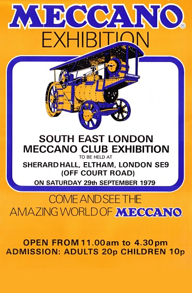 The poster for our first exhibition on 29th September 1979, printed for us by Meccano themselves
