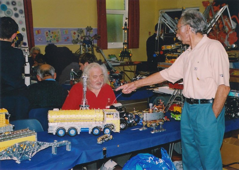 George Foard points a finger at one of Geoff Carter’s models at our 28th exhibition on 14th October 2006 at Eltham United Reformed Church
