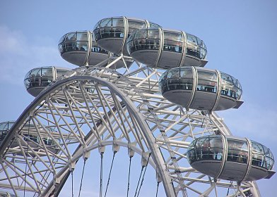 Figure 4: The London Eye capsules, capsule mounting framework and circular wheel truss
