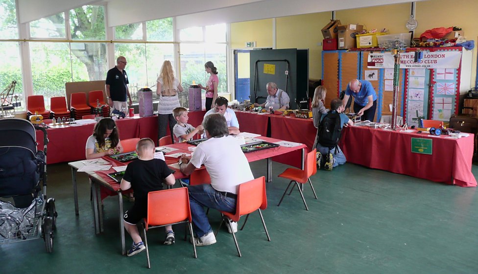 Our tables and the ‘Make It With Meccano’ workshop, here being supervised by Les