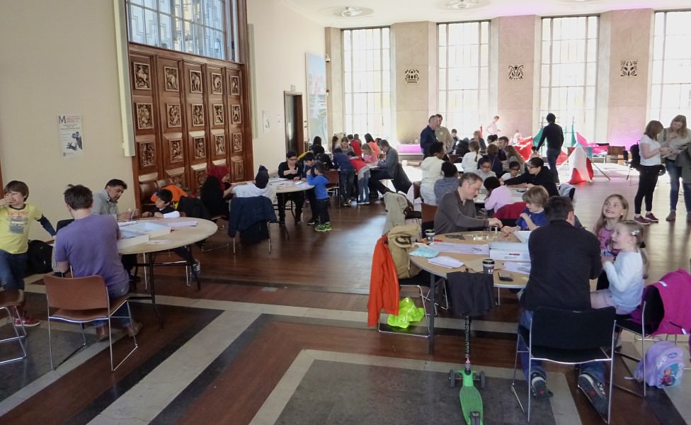 Families building bridges in the Florence Hall