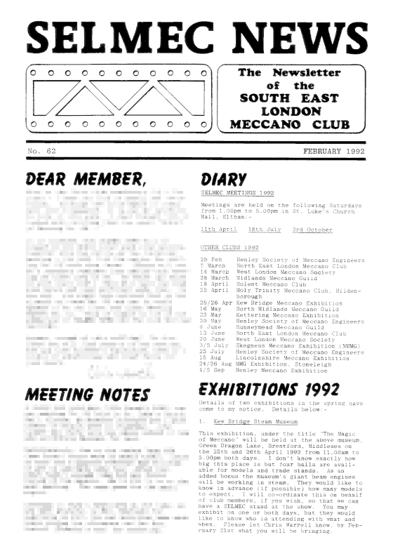 February 1992 Newsletter cover