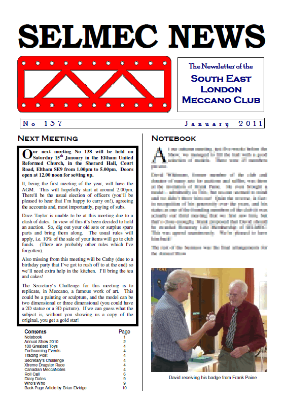 January 2011 Newsletter cover